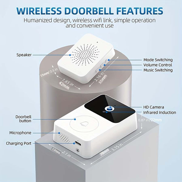 Intelligent Visual WiFi Rechargeable Security Door Doorbell