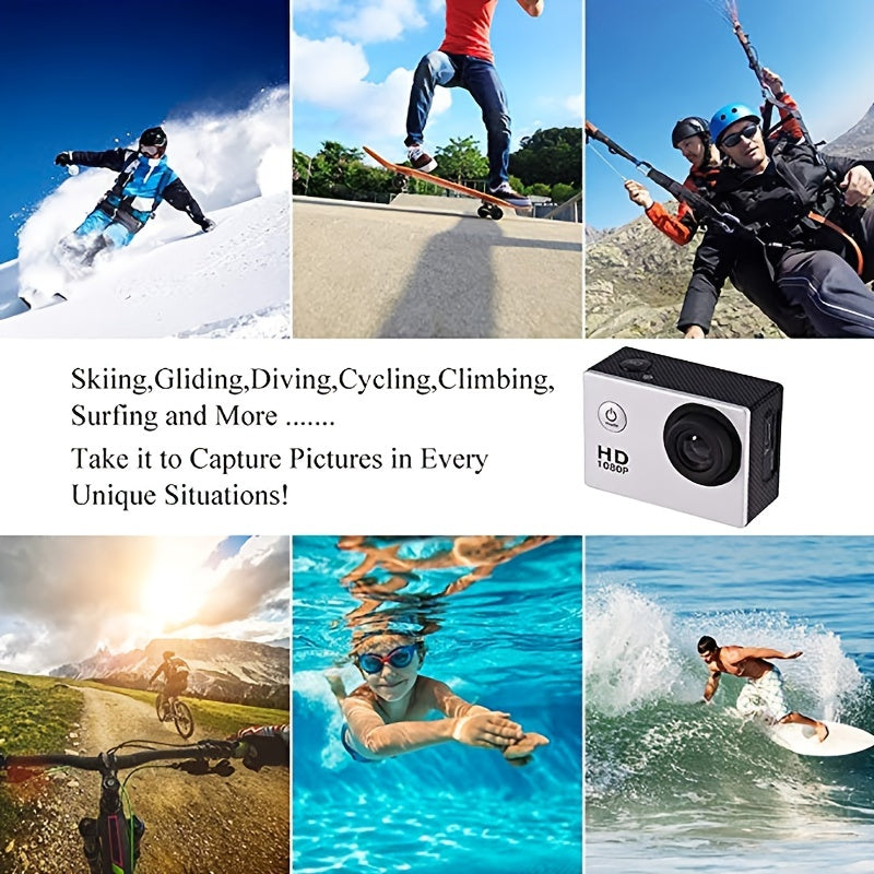 Waterproof Action Camera-1080P 12MP Full HD Sports Camera Underwater 30M, 90 Degree Wide-Angle Mini DV Camcorder with Multi Accessories