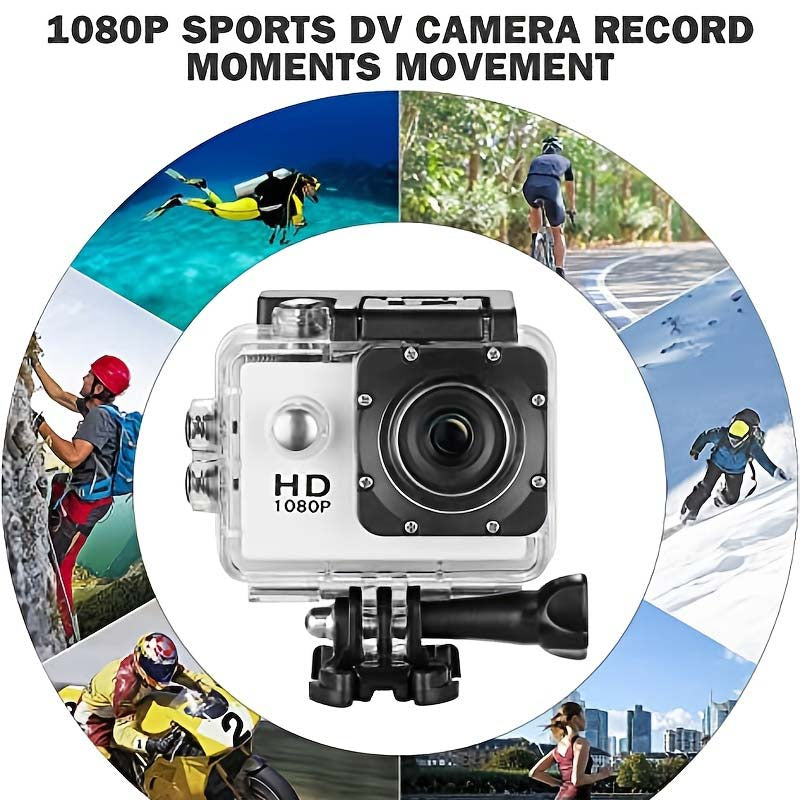 Waterproof Action Camera-1080P 12MP Full HD Sports Camera Underwater 30M, 90 Degree Wide-Angle Mini DV Camcorder with Multi Accessories