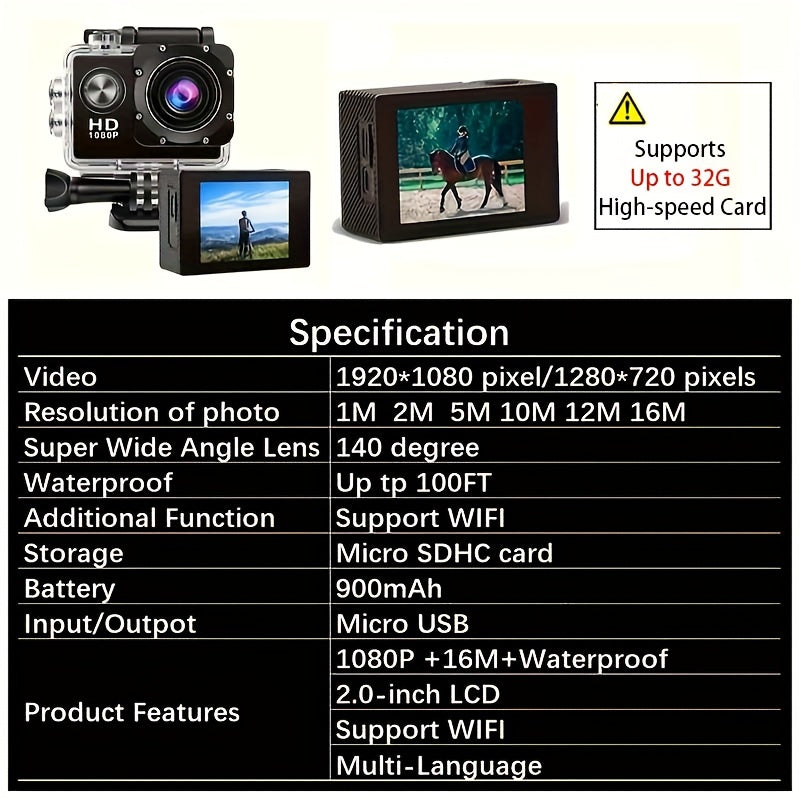 Ultra HD Underwater Action Camera 140 Degree Wide Angle Waterproof Camera WIFI Camera