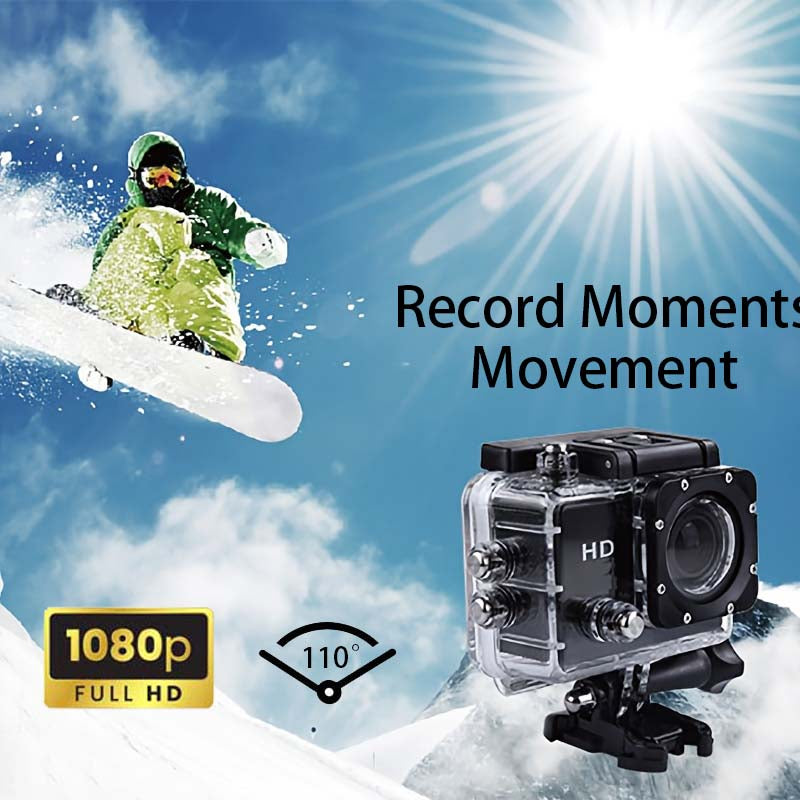 Waterproof Action Camera-1080P 12MP Full HD Sports Camera Underwater 30M, 90 Degree Wide-Angle Mini DV Camcorder with Multi Accessories