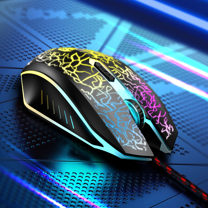 Wireless Glowing Gaming Backlit Crack Rainbow Mouse for Laptop